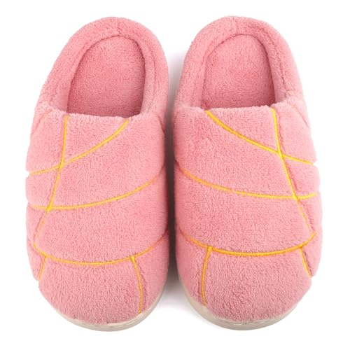 Onngaku Concha Pantuflas Slippers for Women Men Concha House Slippers Mexican Bread Slippers Pink Women Size8-8.5 Man Size7-7.5