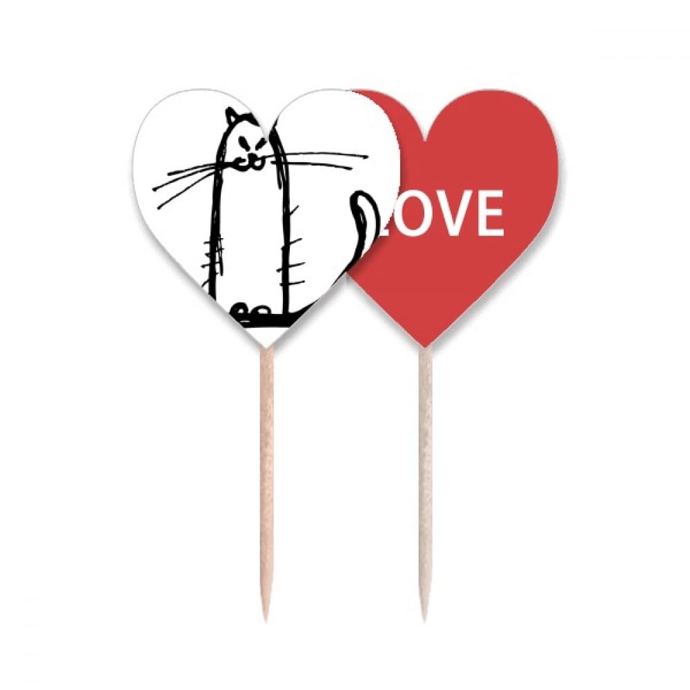 Pick cupcake chat noir en bois pour décoration de table de fête buffet - 5
