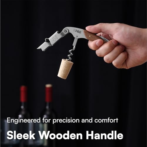 H&S Waiters Friend Corkscrew Wine Opener - Wine Bottle Opener Corkscrews - Butlers Friend Sommelier Corkscrew - Stainless Steel Wood Handle - Effortless Opening - Image 6