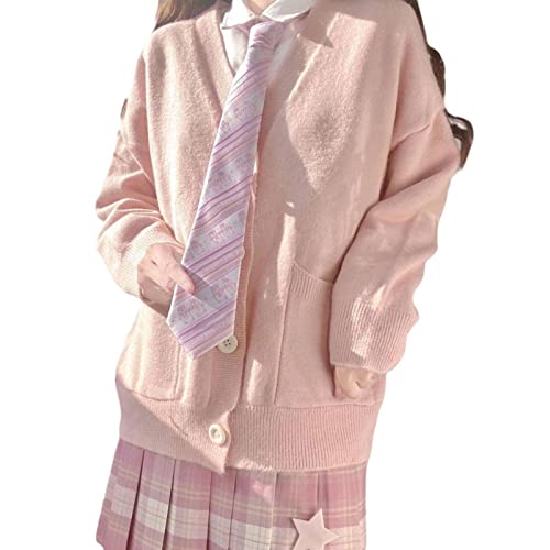 Image of Womens Japanese Cute Kawaii Knitted Cardigan Sweater Cosplay Long Sleeve Button Down JK School Uniform Jacket