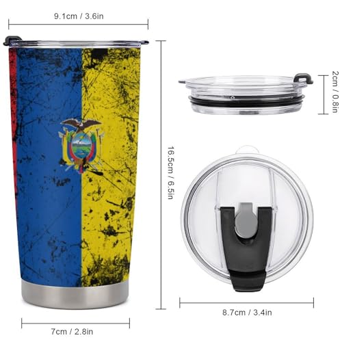 Portavasos con textura grunge y bandera Ecuador para carro universal 4 piezas miniatura 2