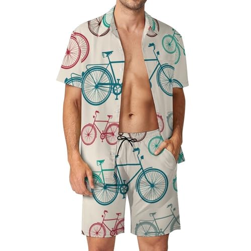 Vélo Chemise Hawaïenne Hommes Ensemble Short Pantalon Plage Été S