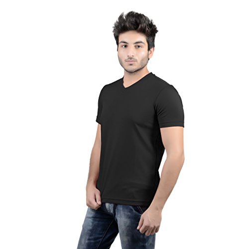 Image of Stylish Regular Fit Plain Men's V-Neck Half Sleeve T-Shirt