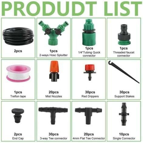Kit Irrigazione a Goccia 148 Pezzi | Sistema di Micro-Irrigazione 30 Metri | Tubo Flessibile Regolabile per Giardino, Orto, Prato, Serra e Balcone | Risparmio Idrico