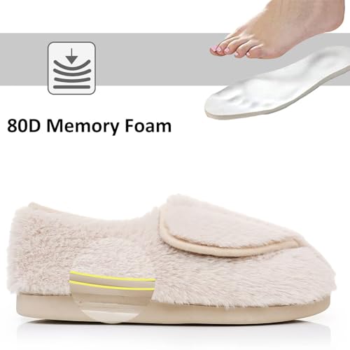 Image of Git-up Women Soft wide Slippers Memory Foam Closed Toed Diabetic Arthritis Edema House Slippers