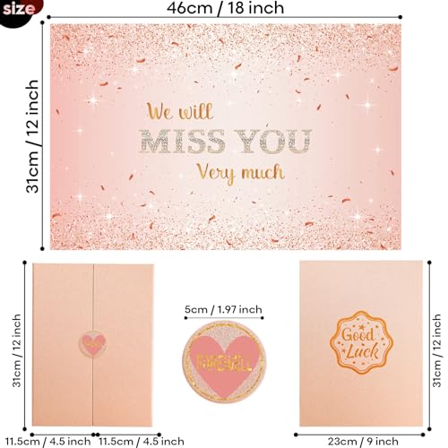 Image of Farewell Gifts for Coworkers Friends Rose Gold Farewell Guest Book to Sign in We Will Miss You Signature Guestbook Alternative Women Girls Retirement Going Away Card Board Keepsake Party Decorations