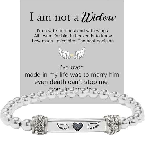 ZCVFA In Loving Memory With Wings Bracelet Angel Memorial Bracelet In Memory of Loved Ones Stainless Steel Hug from Heaven Angel Bead Bracelets Adjustable Inspirational Jewelry for Women(Silver)