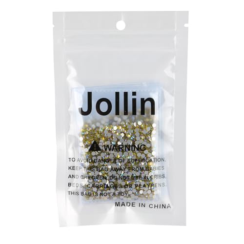 Image of Jollin Glue Fix Crystal Flatback Rhinestones Glass Diamantes Gems for Nail Art Crafts Decorations Clothes Shoes 2.8mm (ss10 2880pcs, Lemon AB)