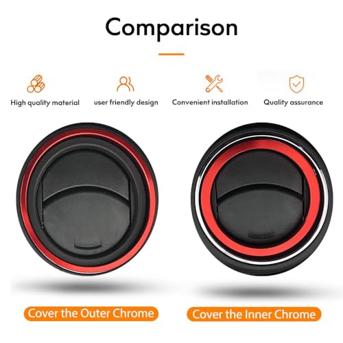 Image of Aluminum Alloy Vent Inner Rings Kit for Toyota Tacoma 2016-2023 (4pcs Red) - Air Conditioner Vent Trim Rings, Metal Interior Upgrade Accessories