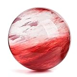 天然赤黒曜石ボール球 赤い水晶玉ルビー玉スフィア 溶ける水晶玉 スタンド付き 瞑想用ヒーリングジェムストーン 風水ホームデコレーション,5cm