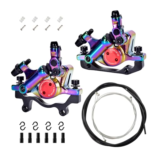 HSOKEW Hydraulic Brake Caliper, HB-100 Line Pulling Hydraulic Disc Brake Calipers Alloy Mountain Bike Hydraulic Disc Brakes Front Rear Caliper Brake Cable Set for MTB, Mountain Bike, E-Bike