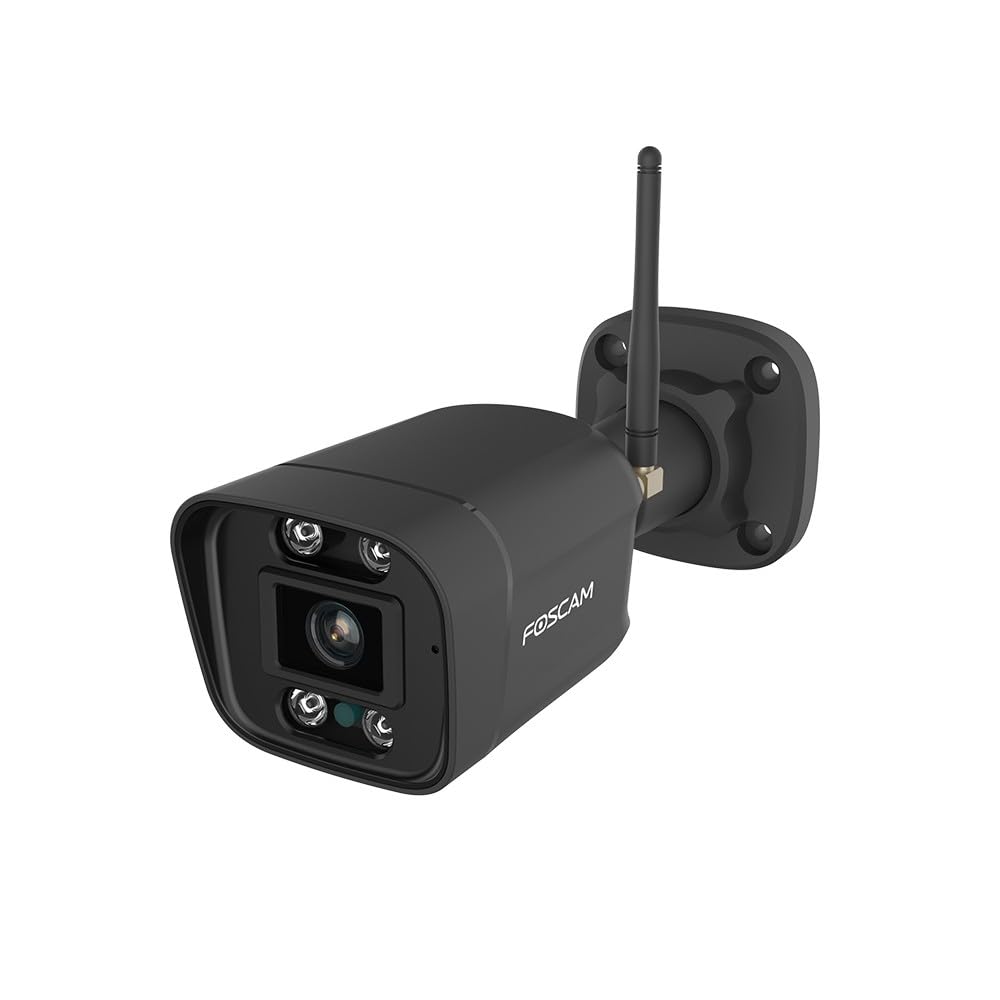 Foscam Cámara IP WiFi de 8 MP QHD para Exteriores con focos y Sirena V8P Negra