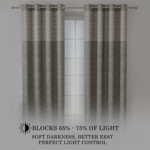 Image of Door Curtains 9 Feet Pack of 2, Geometric, Beige