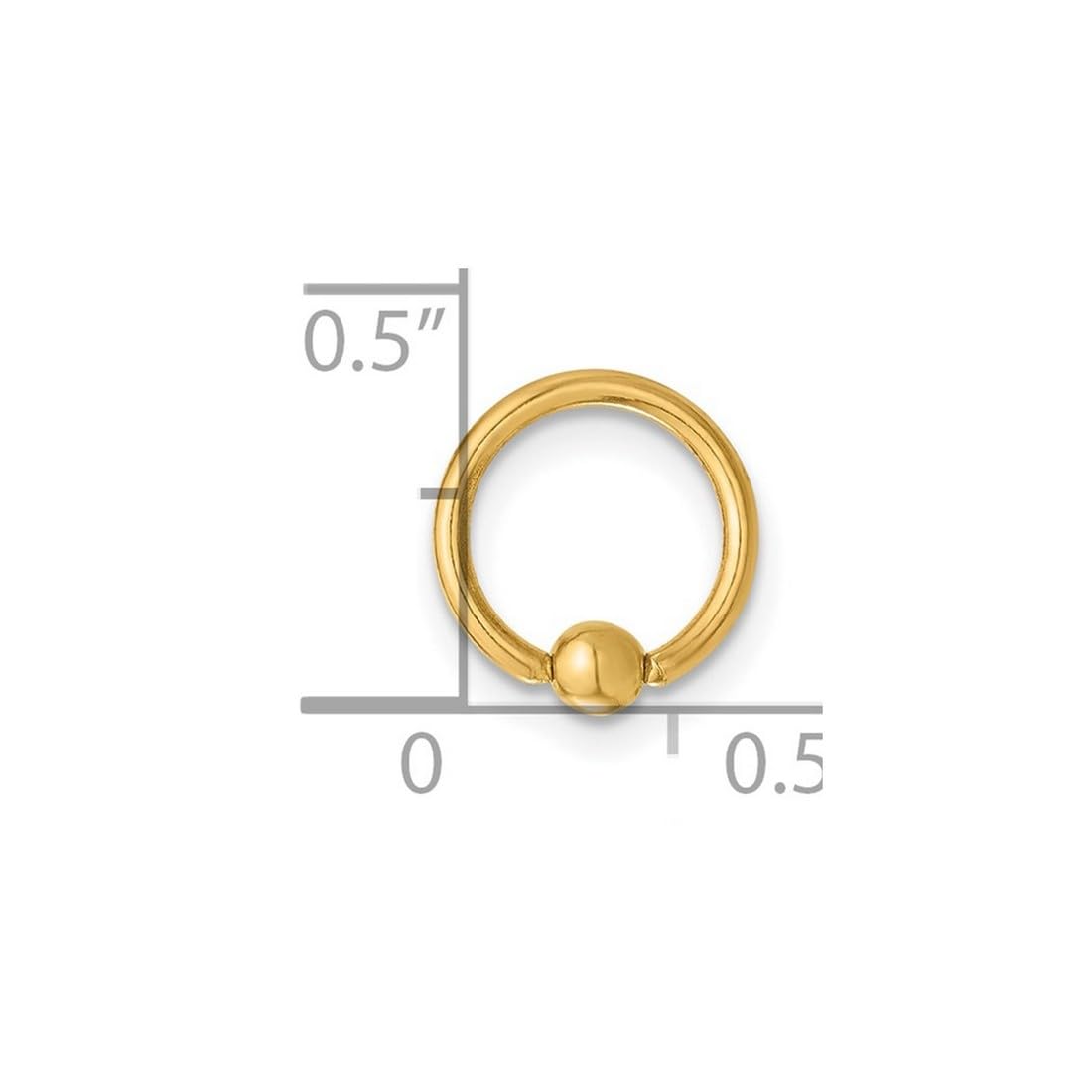 1,4 mm 14 Karat Gold 16 Gauge polierter Septum-Knorpelring – Körper-Piercing-Ring für Frauen, Einheitsgröße, Metall Metall Edelmetall, Kein Edelstein