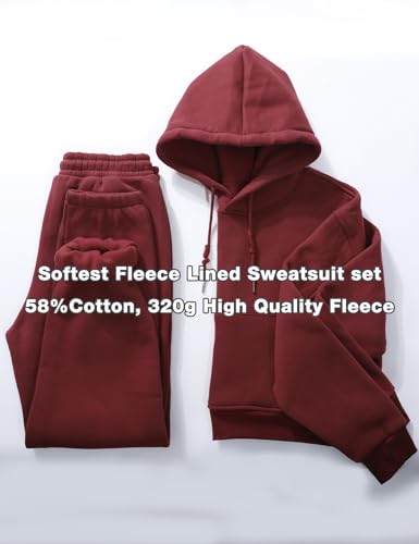 Flygo Womens Fleece 2 Piece Outfits Sweatsuit Crop Pullover Sweatshirt Joggers Pants Tracksuit Set