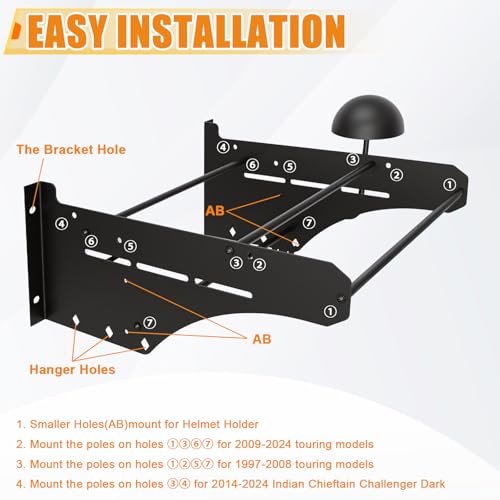 VPZMT Tour Pack Wall Mount Depot Storage Rack for Trunk Pak Mounting Luggage Rack Backrest Sissy Bar for Harley Touring Road King, Road Glide, Electra Glide, Street Glide & Indian Models by VPZMT - Image 4