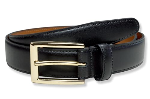 Brooks Brothers Mens Made in USA Genuine Leather Gold-Tone Rectangular Buckle Belt,