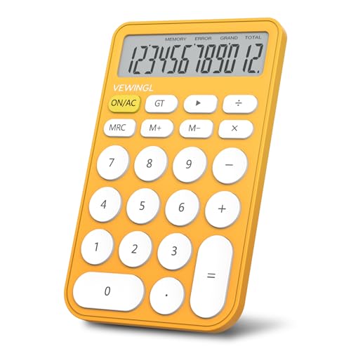 Image of VEWINGL Basic Desktop Calculator, 12 Digit Large Display and Big Buttons | Modern Minimalist Design for School, Office, Home, and Everyday Use