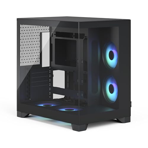 Migliori Case PC gaming Fractal Design Pop 2 Vision Black RGB case PC gaming con vetro panoramico – Design a doppia camera – 4 ventole RGB reverse – ATX/E‑ATX/mATX/ITX