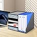 File Rack File Holder Organizer 4+2 Tier, PVC Document Mail Sorter Holds Files Books Envelopes Letter Trays(Black)