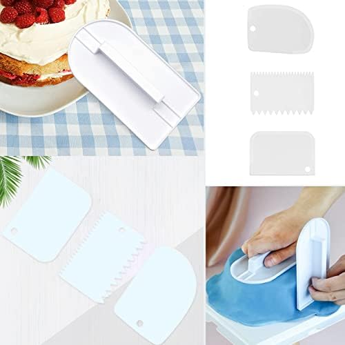 CYIOU 5Pcs Fondant Tools Cake Smoother Smart Baking Fondant Plastic Sugarcraft Scraper Dough Bowl Cake Smoothers for Fondant for DIY Cake Baking Fondant Making and More (White)