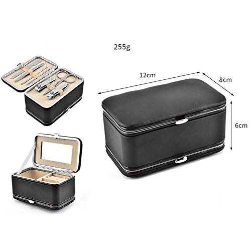Mini joyero de 2 capas, caja de joyería de cuero, portátil de viaje para anillos, pulseras, pendientes, collares, regalo de cumpleaños, color negro