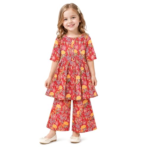 Image of Chandrakala Kids Kurti Pant Co-ord Set for Girls Ethnic Wear (KG119-P)