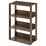 ぼん家具 オープンラック 収納棚 4段 木製 幅60cm ディスプレイ収納 棚 ラック リビング収納 ウッドラック ウォールナット