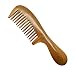 Meta-C Natural Green Sandalwood Wooden Comb - NO SNAGS, NO TANGLE, NO STATIC (Short Handle - Wide Tooth)
