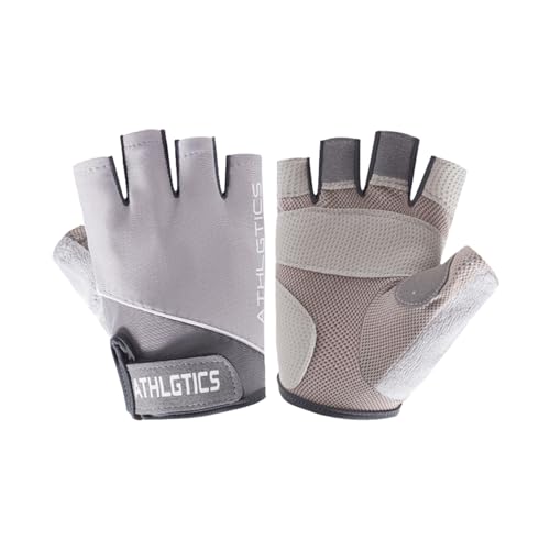 STIM Gants de Sport Homme Femme Gants d'escalade Antidérapants Demi-Doigts Gris M
