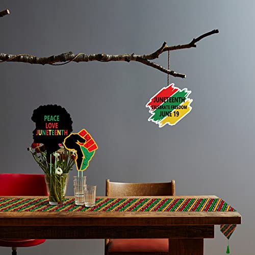 Wehhbtye 2 Pack Juneteenth Table Runner Decorations-12 X71 Happy Juneteenth Table Cloth Decor With Tassels For Pan Africa American June 19Th Black His (Pan Africa American Juneteeth Stripes, 2) #TOP6