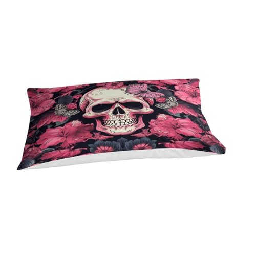 Housse de couette crâne de papillon parure microfibre zippée lit 1 place