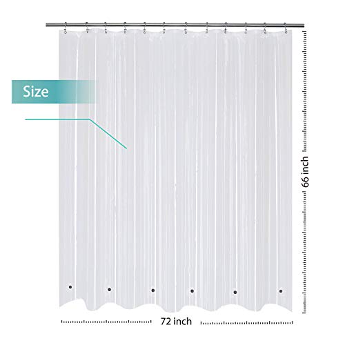 Image of Mrs Awesome Short Shower Curtain Liner with 6 Magnets 72 x 66 inch Clear Thick PEVA Waterproof Plastic Shower Curtain 72x66, Clear