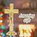 JUXINGDAZYF Crucifix Standing Cross, Plastic Tabletop Wall Hanging Jesus Christ Catholic Cross Crucifix Wall Cross for Home Decor, Devout Gifts (Gold - 7 Inch)