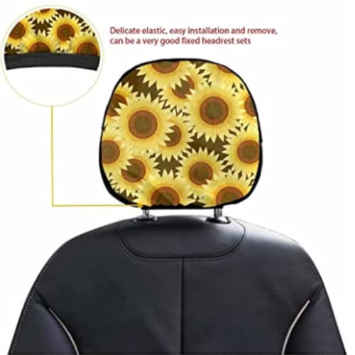 Bulopur Blue Rose Flower Pattern Automobile 2 Pack Headrest Covers 10 X 9.1 Inches Car Interior Accessories For Women Easy To Clean #TOP5