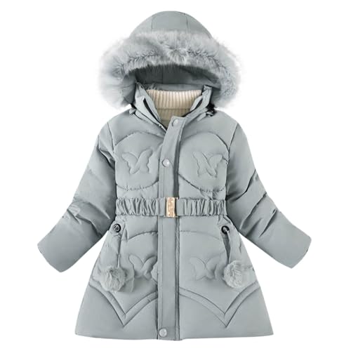 Girls Puffer Jacket with Hood Size 5-11 Warm Boys Winter Coat Casual Full Zip Outerwear Fur Trim Long Down Jackets