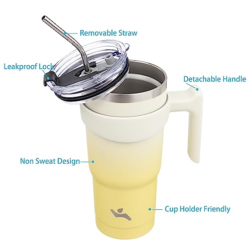 Image of Konokyo 20 oz Tumbler with Handle and Straw, Insulated Travel Mug