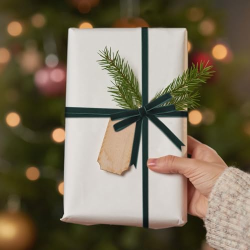 Image of Tsorode 25 Yards Velvet Ribbon for Christmas Tree Gift Wrapping,3 /8 Inch (Dark Green, 3 /8 inch)