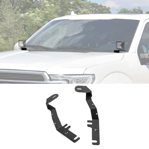 ROMELACK Hood Mount Brackets Ditch Light Bracket Heavy Duty Steel Compatible with Ford F-150 2015-2020