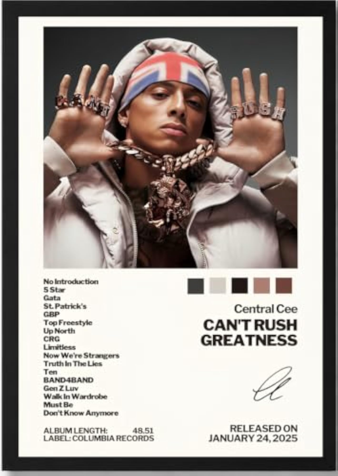 Central Cee Can't Rush Greatness Laminated Framed Poster