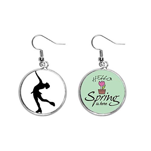 Pendientes patinaje silueta femenina joya de primavera esculpida