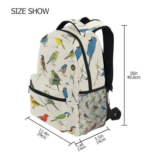 Various Birds Backpack Laptop Tablet Travel School Bag with Name Tag for Boys Girls Teens3