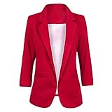 Face N Face Women's Cotton Rolled Up Sleeve No-Buckle Blazer Jacket Suits Large Wine Red