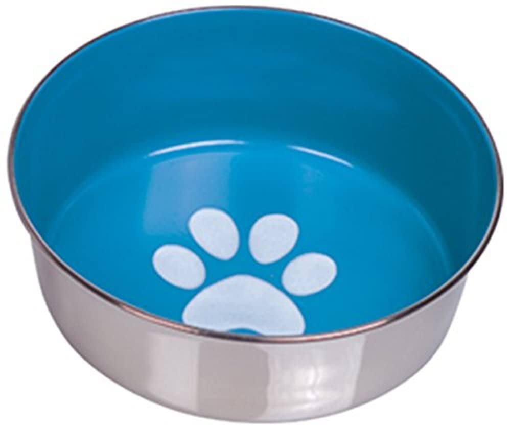 Nobby Heavy Paw Anti-Slip Stainless Steel Bowl, 13.5 cm, Light Blue/Silver