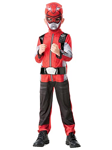 Rubies Costume officiel Power Rangers, Beast Morphers – Costume de Ranger rouge pour enfant, taille L, 7-8 ans, multicolore, 300458L