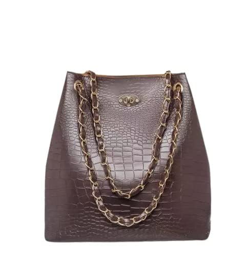 Stylish & Trendy Croco Leather Handbags for Womens and Girls (Brown) (B0CLNSF6DN) Amazon Price History, Amazon Price Tracker