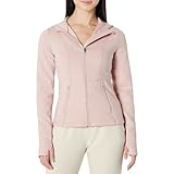 Amazon Essentials Women's Fitted Active Sweat Zip Jacket with Hood, Dusty Pink, X-Large