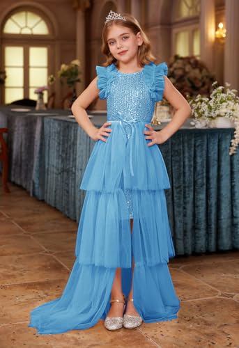 Image of GRACE KARIN Girls Dresses Sequin Party Formal Pageant Dress Tween Girl Birthday Tulle Prom Princess Maxi Dress Size 5-14