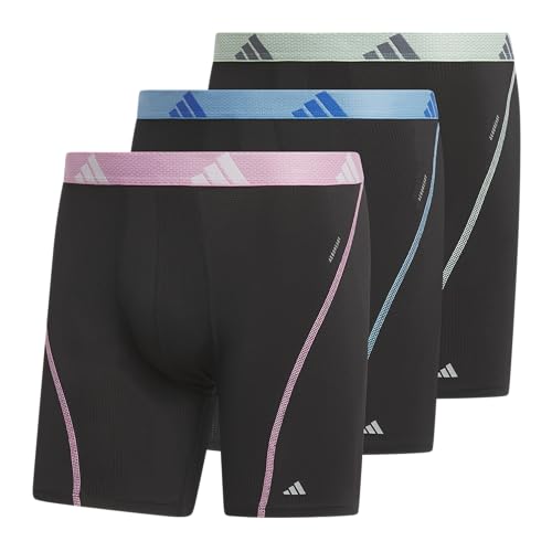 adidas Men's Performance Mesh Boxer Briefs (3-Pack) Moisture-Wicking Workout Underwear