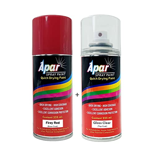 APAR Automotive Spray Paint fiery Red (RC Colour Name) + GC Compatible for Hyundai Cars -225 ml (Pack of 2-Pcs)